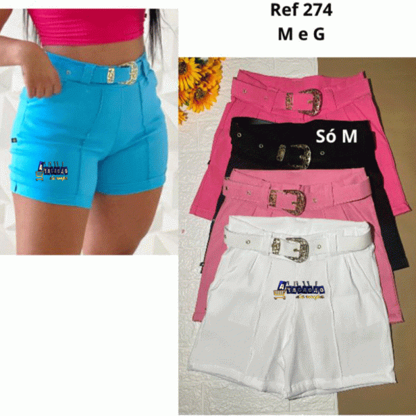 Short Feminino Alfaiataria Cinto No Atacado